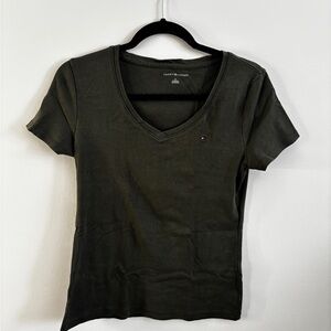 Tommy Hilfiger Olive V-Neck Short Sleeve Tee